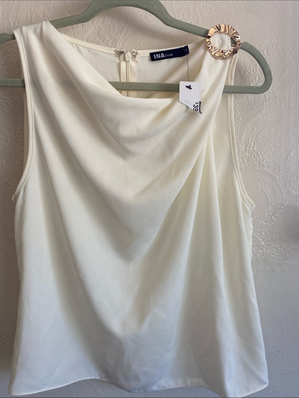 Ina Ivory Drape-Neck Sleeveless Camisole